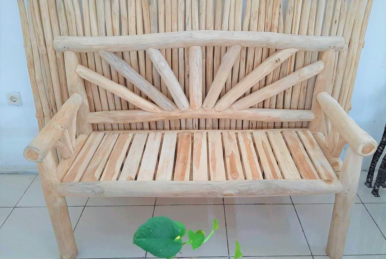 2-seater bench in teak branches