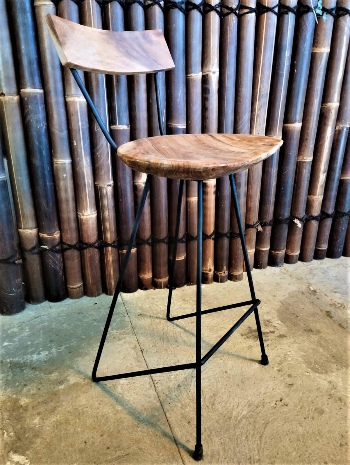 teak outdoor bar stool with backrest