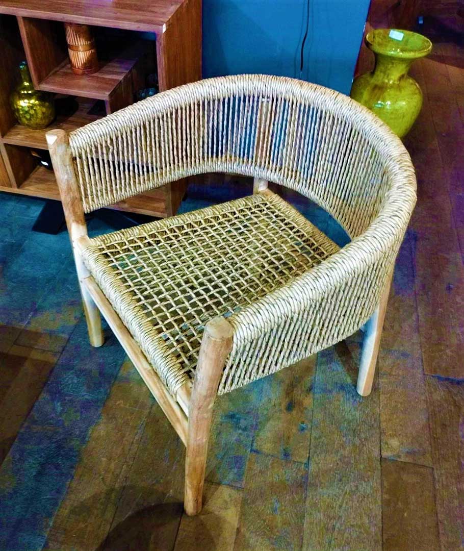 Teak frame armchair weaving