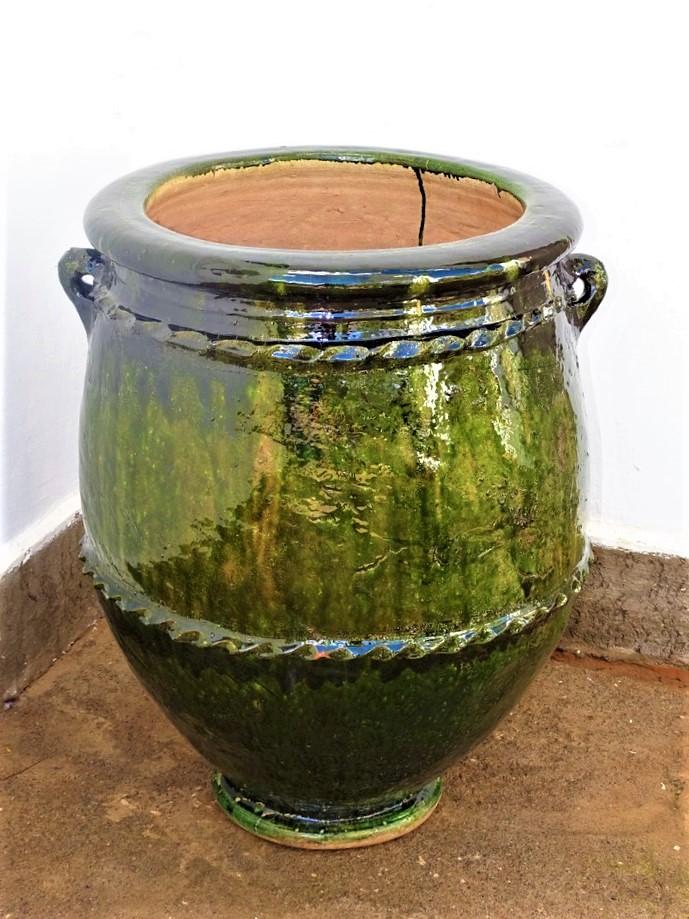 Vase terre cuite vert Tamgroute, Hauteur 75 cm   Diamètre 53 cm