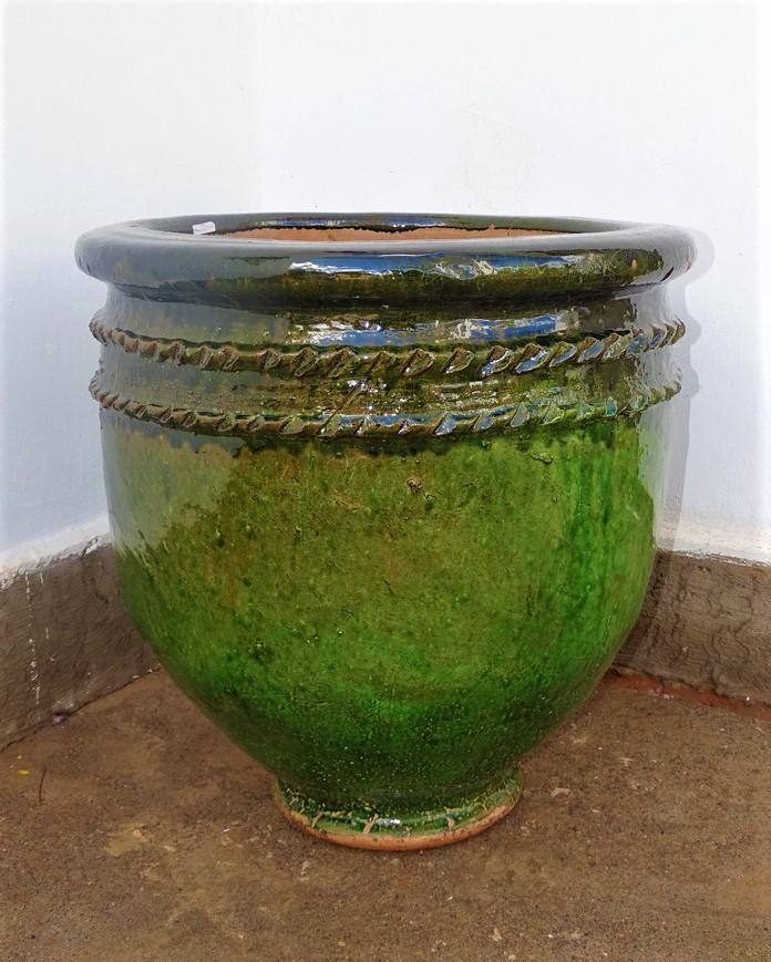 Glazed terracotta pot Green Diameter 57 cm Height 57 cm 