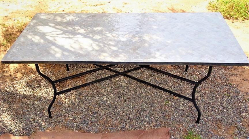 Zellige table, length 200 cm, width 100 cm, height 75 cm, white