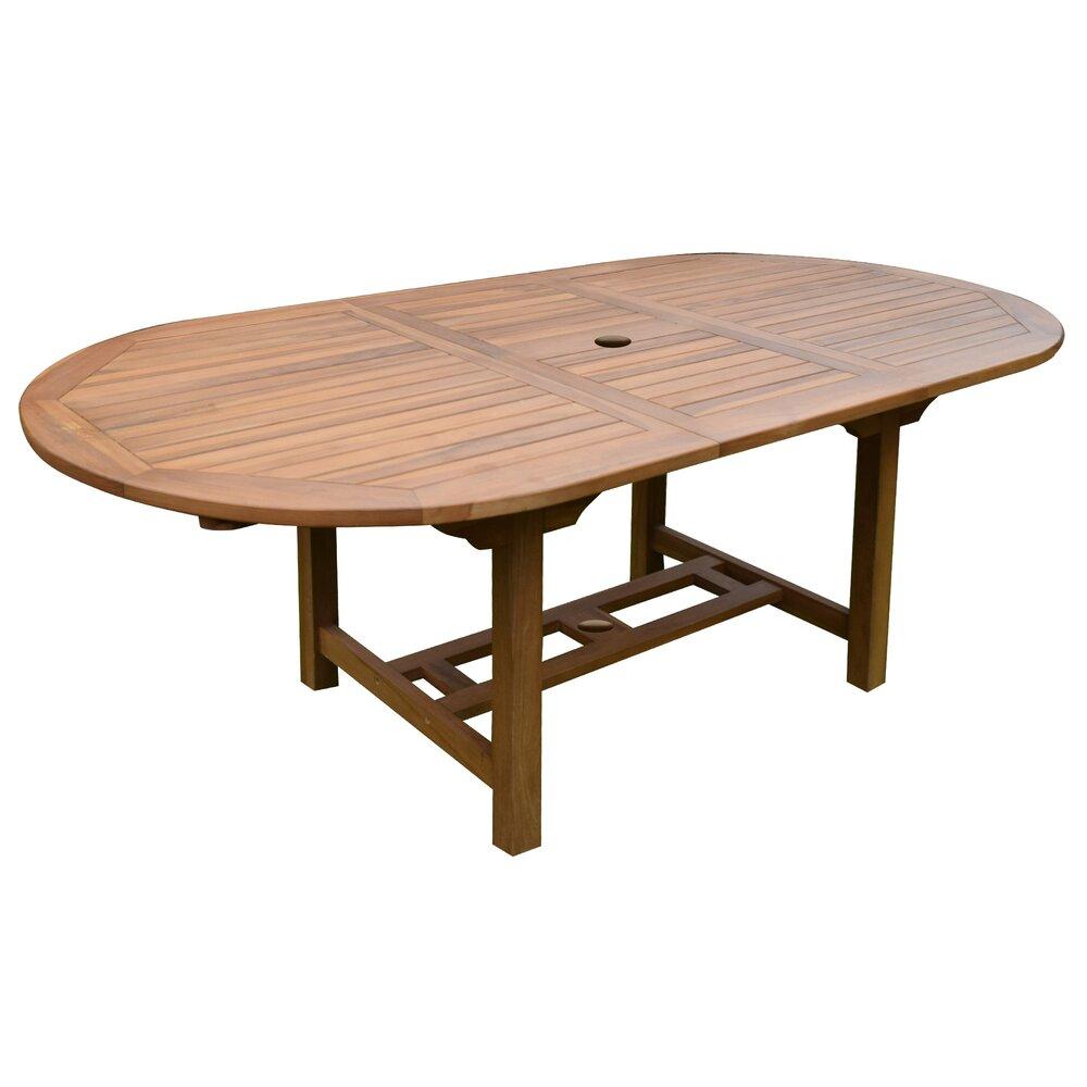 Teak folding table with rounded ends tongue 200x100x76 cm