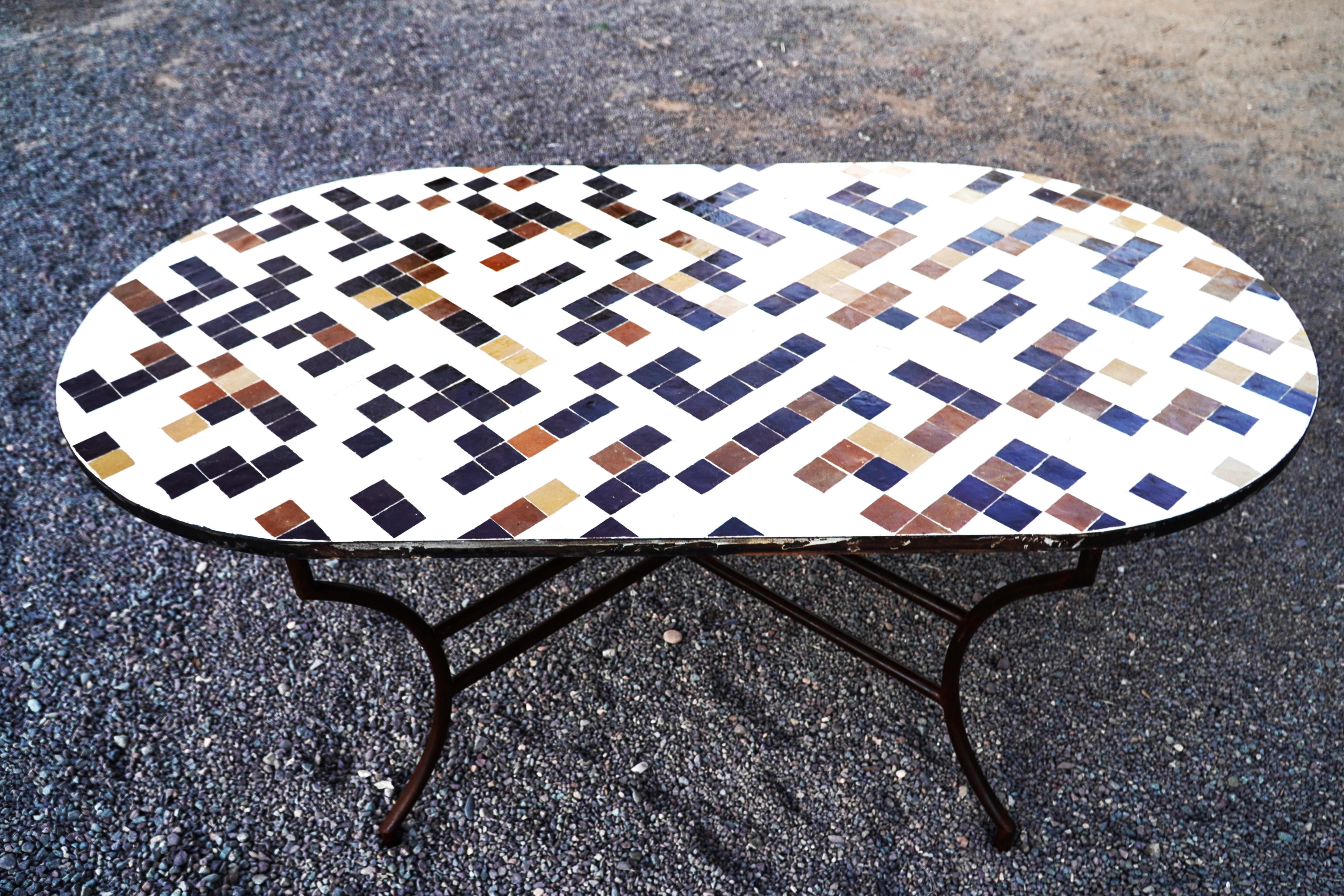 Table zellige multicolored dimensions 180x100 cm 