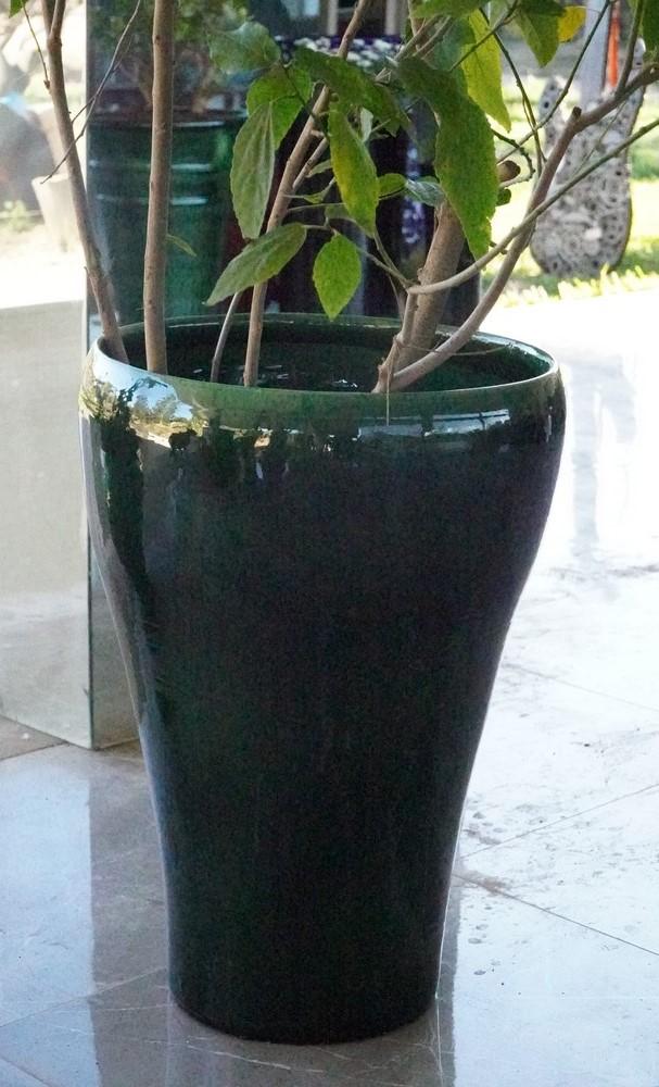 Glazed terracotta pot Green Height 60 cm Diameter 40 cm