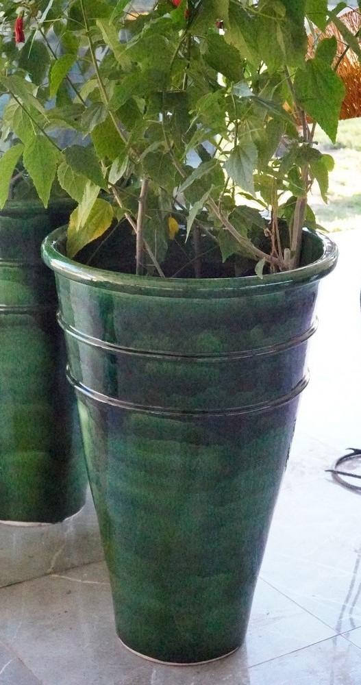 Glazed terracotta pot Green Height 81 cm Diameter 59 cm