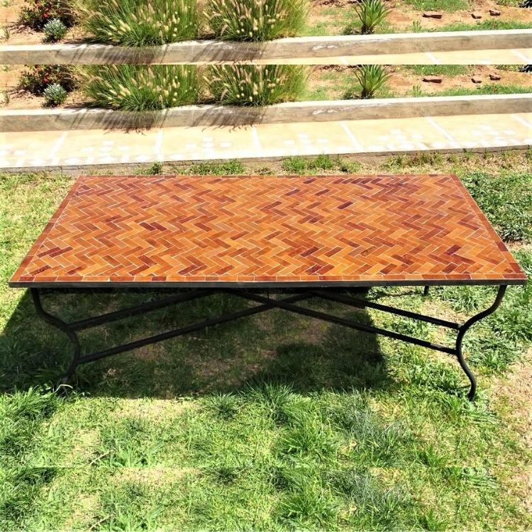 Zellige table Length 200 cm Width 100 cm Height 75 cm: Caramel