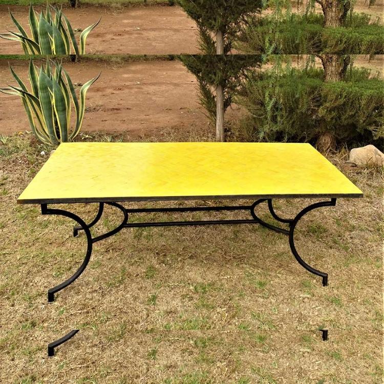 Table zellige Yellow Length 200 cm Width 100 cm Height 75 cm